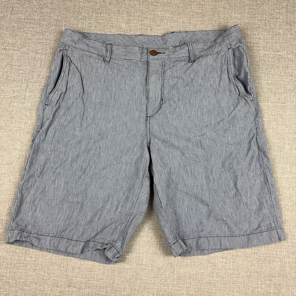 Tommy Bahama Stripe City Beach Shorts Men's 36 Cabana Blue Island Linen Cotton